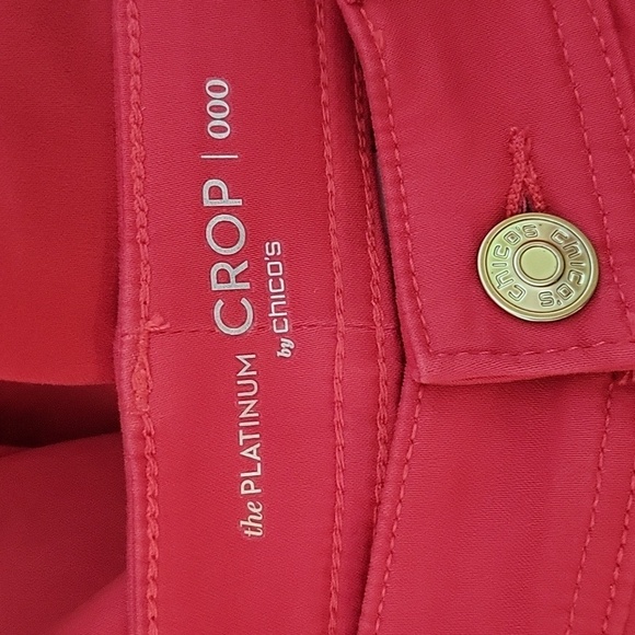 Chico's Pink Sateen Slim Crops Size 0 - Picture 5 of 7